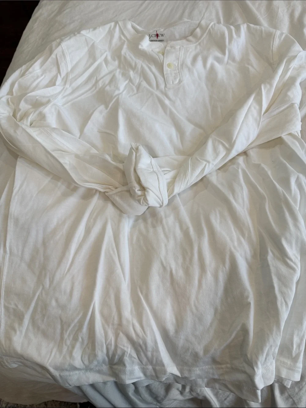 J. Crew White Long-Sleeve Henley Shirt